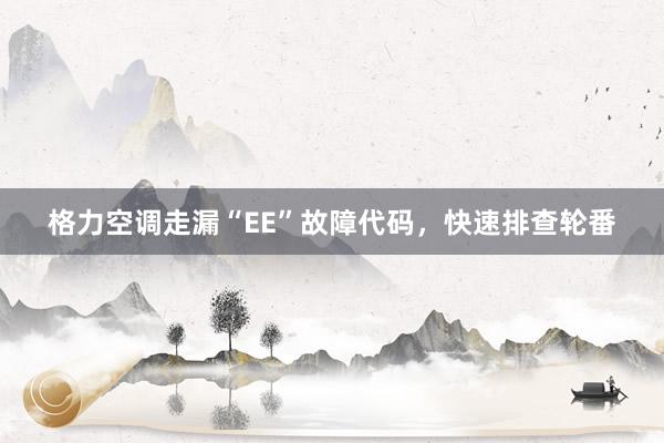 格力空调走漏“EE”故障代码，快速排查轮番